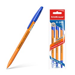 Набор ручек шариковых 3 штуки R-301 Orange Stick, узел 0.7 мм, чернила синие, длина линии письма 2000 метров, европодвес