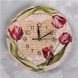 Часы настенные "Тюльпаны", d=23.5, плавный ход