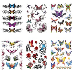 TTK003-109 Временные татуировки набор 6 листов 12х17,5см Бабочки