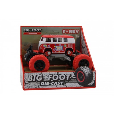 Машина пластиковая FUNKY TOYS FT61076 Автобус die-cast, инерционный, красный, 1:46