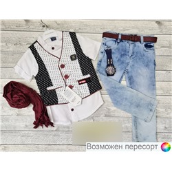 Костюм детский: жилет, рубашка, джинсы, шарф и ремень (рост 104 см.) арт. 885821