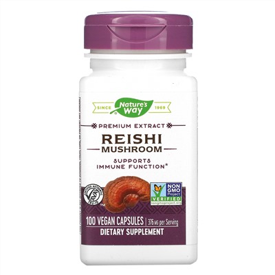 Nature's Way, Reishi Mushroom, 376 mg, 100 Vegan Capsules