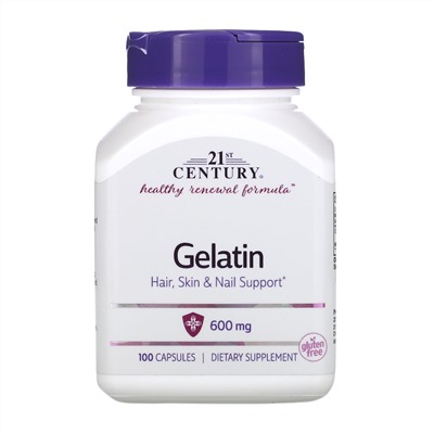 21st Century, Желатин, 600 мг, 100 капсул