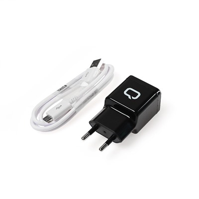 Сетевое зарядное устройство Qumo Energy, 2 USB, 3.1 А, micro USB, 1 м, чёрное