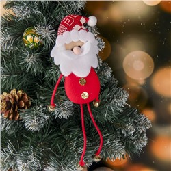 Мягкая подвеска "Дед Мороз с пуговками - длинные ножки и ручки" 6*26 см красный