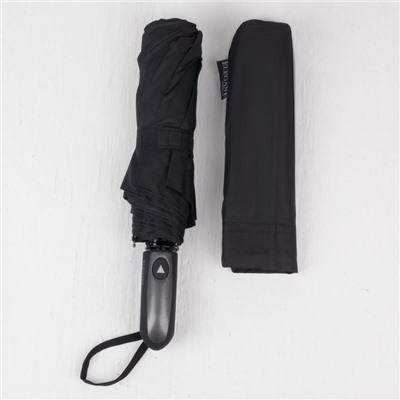 Зонт полуавтоматический «Однотонный», 3 сложения, 9 спиц, R = 49 см, цвет чёрный