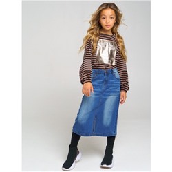 Юбка-миди джинсовая для девочки, рост 158 см, цвет синий