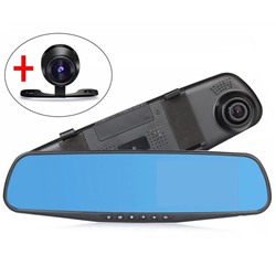 Автомобильный видеорегистратор зеркало MEGA L9000 + камера (черный)