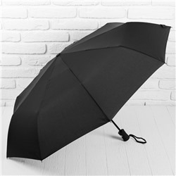 Зонт автоматический, 3 сложения, 9 спиц, R = 51 см, цвет чёрный