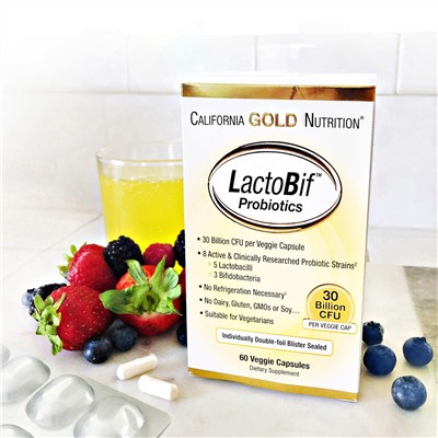 California Gold Nutrition, LactoBif, пробиотики, 30 млрд КОЕ, 60 растительных капсул