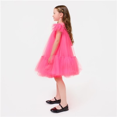 Платье детское с пышной юбкой KAFTAN, рост 134-140, ярко розовый
