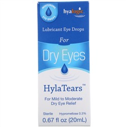 Hyalogic, HylaTears, Увлажняющие глазные капли от сухости глаз, 0,67 ж. унц.(20 мл)