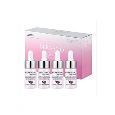 Bergamo Pure Snail Brightening Ampoule Сыворотка ампульная с муцином улитки для сияния кожи, 13 мл *4