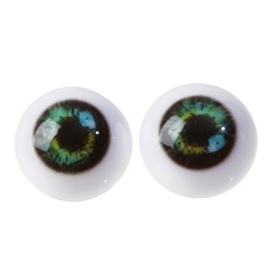 Глаза винтовые с заглушками, набор 4 шт, размер 1 шт: 2,4 см, цвет зелёный