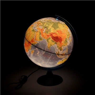 Интерактивный глобус физико-политический, диаметр 320 мм, с подсветкой, с очками