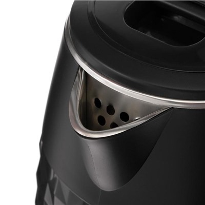 Чайник электрический "Добрыня" DO-1237B, пластик, колба металл, 2.8 л, 2200 Вт, чёрный