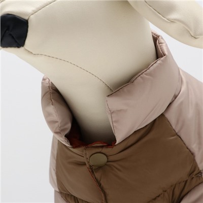 Куртка для собак с утяжкой размер 12 (ДС 28, ОГ 38, ОШ 27), бежево-коричневая