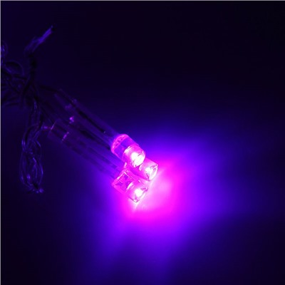 Гирлянда "Занавес", УМС вилка 1.5 х 1 м, LED-180-220V, 8 режимов, нить прозрачная, свечение фиолетовое