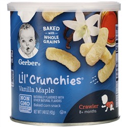 Gerber, Lil' Crunchies, палочки для малышей от 8 месяцев, ваниль и клен, 42 г (1,48 унции)