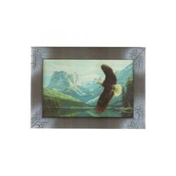 Картина Фен-Шуй Птицы 14х19см 049 Орел парящий в горах, узкая синяя рама SH