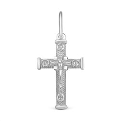 Крест из серебра родированный - 2,8 см