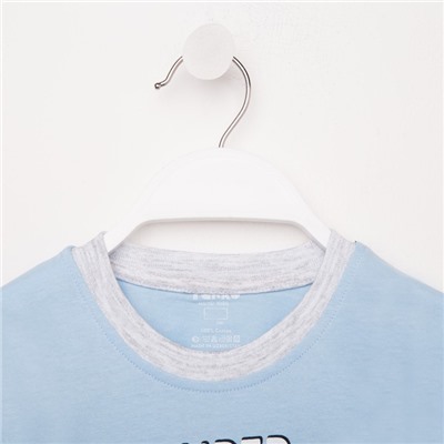 Комплект для мальчика (шорты, футболка) , цвет голубой/т синий, рост 98 см
