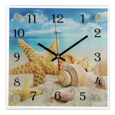 Часы настенные, серия: Море, "Морская звезда", 25х25  см, микс