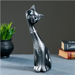 Фигура "Кошка девочка" черная/серебро 12х28х10 см