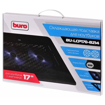 Подставка для ноутбука Buro BU-LCP170-B214 17" 2xUSB 2x 140ммFAN черная