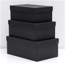 Набор коробок 3 в 1 "Черный крафт", однотонные, 23 х 15 х 9,5 - 19 х 12 х 7,5 см