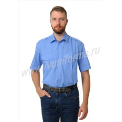 Рубашка охранника в заправку кор. рукав (голубая) оптом