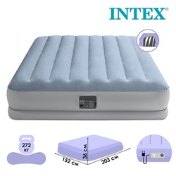 Кровать надувная Raised Comfort, 152 х 203 х 36 см, встроенный насос 220В, до 272 кг, 64168NP INTEX