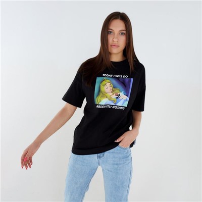 Футболка «Kiss me» Принцессы oversize, цвет чёрный