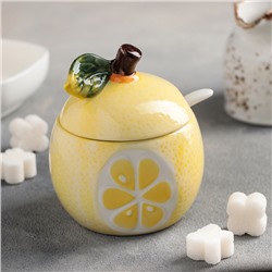 Сахарница с ложечкой «Лимон», 250 мл, 9×9×11 см
