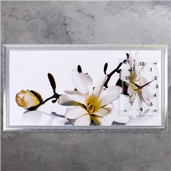 Часы-картина настенные, серия: Цветы, "Ветка с цветами и почками", 50 х 100 см