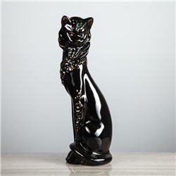 Копилка "Кошка с ожерельем" глазурь, чёрная