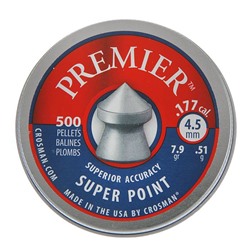 Пули пневм. "Crosman Premier Super Point", 4,5 мм., 7,9 гран (500 шт.) (12 в упаковке), 6-LSP77 (LSP