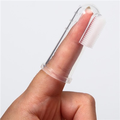 Детская зубная щетка, прорезыватель - массажер, силиконовая, на палец от 3 мес.