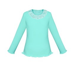 Бирюзовый школьный джемпер (блузка) для девочки 77121-ДШ18