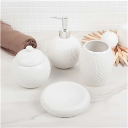 Набор аксессуаров для ванной комнаты Доляна «Шар», 4 предмета (дозатор, мыльница, 2 стакана), цвет белый