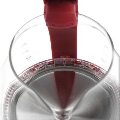 Чайник электрический ENERGY E-296, стекло, 1 л, 1100 Вт, красный