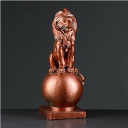 Фигура "Лев сидя на шаре" медь, 16×17×43 см