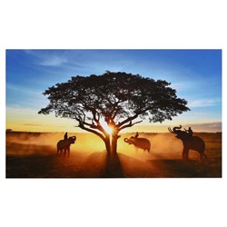 Картина на холсте "Африканские слоны на закате" 60х100 см