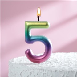 Свеча в торт "Акварель", цифра 5, 9 см, ГИГАНТ