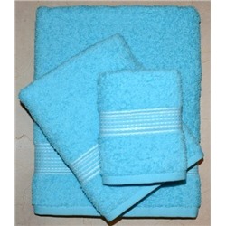 Набор махровых полотенец "Трио"-светло-бирюзовый 3 шт (40*70 см, 50*90 см,70*130 см) в индив. упак. хлопок 100%
