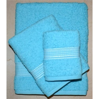 Набор махровых полотенец "Трио"-светло-бирюзовый 3 шт (40*70 см, 50*90 см,70*130 см) в индив. упак. хлопок 100%