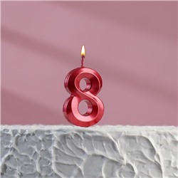 Свеча в торт на шпажке «‎Грань», цифра "8", 5 х 3.5 см, красная