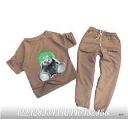 Детский костюм футболка с зайкой и брюки каппучино XI