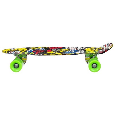 Скейтборд R2206, размер 56х15 см, колёса PU, АBEC 7, алюминиевая рама, цвет граффити