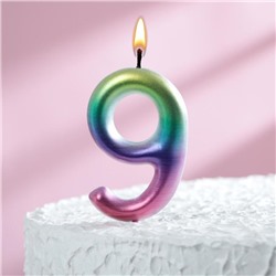 Свеча в торт "Акварель", цифра 9, 9 см, ГИГАНТ